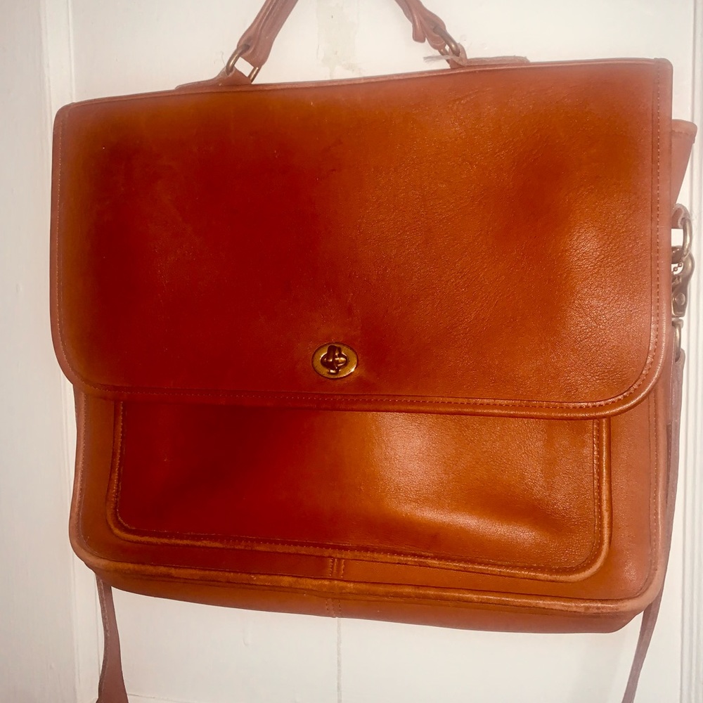 Vintage Coach 5181 Shoulder Bag COLEBROOK Messenger Bag Briefcase- British Tan